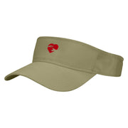 Hand Heart Embroidered Cotton Twill Sun Visor - Khaki OSFM