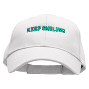 Keep Smiling Embroidered Low Profile Structured  Cap - White OSFM