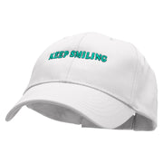 Keep Smiling Embroidered Low Profile Structured  Cap - White OSFM