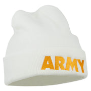 Army Embroidered Long Knitted Beanie