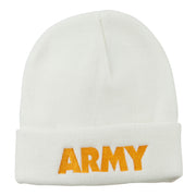 Army Embroidered Long Knitted Beanie