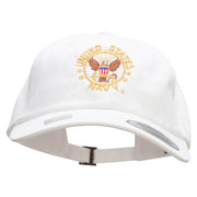 Officially Licensed United States Navy Circle Emblem Unstructured Low Profile 6 panel Cotton Cap - White OSFM