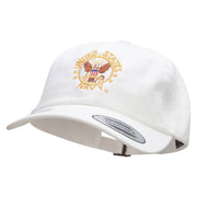 Officially Licensed United States Navy Circle Emblem Unstructured Low Profile 6 panel Cotton Cap - White OSFM