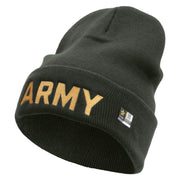 Licensed Wording of US Army Embroidered 12 Inch Long Knitted Beanie - Dk-Grey OSFM