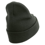 Licensed Wording of US Army Embroidered 12 Inch Long Knitted Beanie - Dk-Grey OSFM