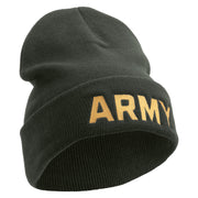 Licensed Wording of US Army Embroidered 12 Inch Long Knitted Beanie - Dk-Grey OSFM