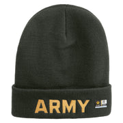 Licensed Wording of US Army Embroidered 12 Inch Long Knitted Beanie - Dk-Grey OSFM