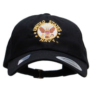 Officially Licensed United States Navy Circle Emblem Unstructured Low Profile 6 panel Cotton Cap - Black OSFM