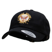 Officially Licensed United States Navy Circle Emblem Unstructured Low Profile 6 panel Cotton Cap - Black OSFM