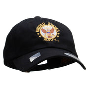 Officially Licensed United States Navy Circle Emblem Unstructured Low Profile 6 panel Cotton Cap - Black OSFM