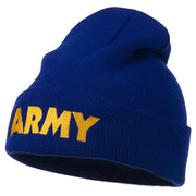 Army Embroidered Long Knitted Beanie