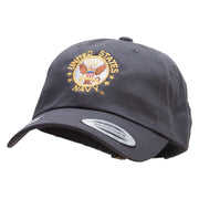 Officially Licensed United States Navy Circle Emblem Unstructured Low Profile 6 panel Cotton Cap - Dk-Grey OSFM