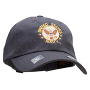 Officially Licensed United States Navy Circle Emblem Unstructured Low Profile 6 panel Cotton Cap - Dk-Grey OSFM