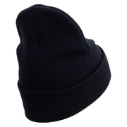 Licensed Wording of US Army Embroidered 12 Inch Long Knitted Beanie - Navy OSFM