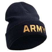 Licensed Wording of US Army Embroidered 12 Inch Long Knitted Beanie - Navy OSFM