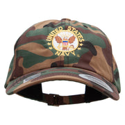 Officially Licensed United States Navy Circle Emblem Unstructured Low Profile 6 panel Cotton Cap - Green-Camo OSFM