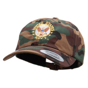 Officially Licensed United States Navy Circle Emblem Unstructured Low Profile 6 panel Cotton Cap - Green-Camo OSFM