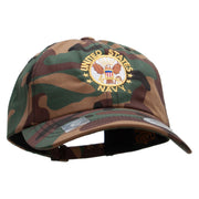 Officially Licensed United States Navy Circle Emblem Unstructured Low Profile 6 panel Cotton Cap - Green-Camo OSFM