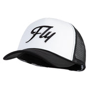 Fly Black Patched Summer Foam Mesh Trucker Cap - Black White OSFM