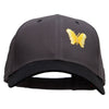 Small Yellow Decorative Butterfly Patched Two Tone Cotton Twill Low Profile Strap Cap - Black-Charcoal OSFM