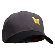 Small Yellow Decorative Butterfly Patched Two Tone Cotton Twill Low Profile Strap Cap - Black-Charcoal OSFM