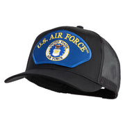 U.S. Air Force Seal Logo Blue Patched Solid Cotton Twill Mesh Prostyle Cap - Black OSFM