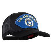U.S. Air Force Seal Logo Blue Patched Solid Cotton Twill Mesh Prostyle Cap - Black OSFM