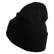 Small Strawberry Applique Iron on Patched 12 Inch Long Knitted Beanie - Black OSFM