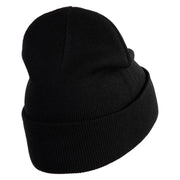 Small Strawberry Applique Iron on Patched 12 Inch Long Knitted Beanie - Black OSFM