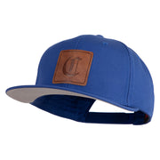 Old English C Faux Leather Patched Cotton Flat Bill Pro Cap - Royal OSFM
