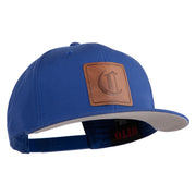 Old English C Faux Leather Patched Cotton Flat Bill Pro Cap - Royal OSFM