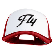 Fly Black Patched Summer Foam Mesh Trucker Cap - Red White OSFM