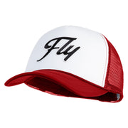 Fly Black Patched Summer Foam Mesh Trucker Cap - Red White OSFM
