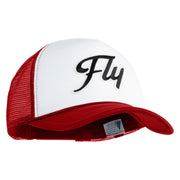 Fly Black Patched Summer Foam Mesh Trucker Cap - Red White OSFM