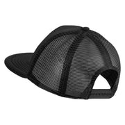 Acorn Faux Leather Patched Flat Bill Trucker Snapback Cap - Black OSFM