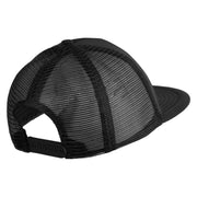 Acorn Faux Leather Patched Flat Bill Trucker Snapback Cap - Black OSFM