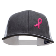 Breast Cancer Awareness Symbol 6 Panel Structured Deluxe Trucker Cap - Heather-Charcoal-White OSFM