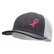 Breast Cancer Awareness Symbol 6 Panel Structured Deluxe Trucker Cap - Heather-Charcoal-White OSFM