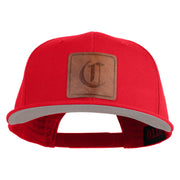 Old English C Faux Leather Patched Cotton Flat Bill Pro Cap - Red OSFM