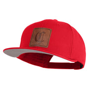 Old English C Faux Leather Patched Cotton Flat Bill Pro Cap - Red OSFM