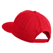 Old English C Faux Leather Patched Cotton Flat Bill Pro Cap - Red OSFM