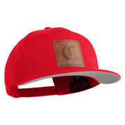 Old English C Faux Leather Patched Cotton Flat Bill Pro Cap - Red OSFM