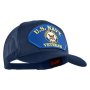 U.S. Navy Veteran Emblem Blue Patched Solid Cotton Twill Mesh Prostyle Cap - Navy OSFM