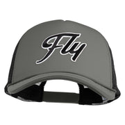 Fly Black Patched Summer Foam Mesh Trucker Cap - Grey Black OSFM