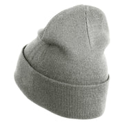 Small Strawberry Applique Iron on Patched 12 Inch Long Knitted Beanie - Heather Grey OSFM