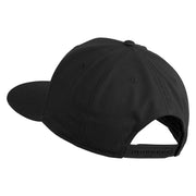 Old English C Faux Leather Patched Cotton Flat Bill Pro Cap - Black OSFM