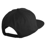 Old English C Faux Leather Patched Cotton Flat Bill Pro Cap - Black OSFM