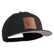 Old English C Faux Leather Patched Cotton Flat Bill Pro Cap - Black OSFM
