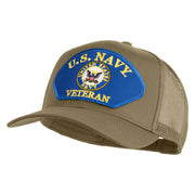 U.S. Navy Veteran Emblem Blue Patched Solid Cotton Twill Mesh Prostyle Cap - Khaki OSFM