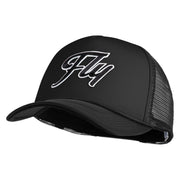 Fly Black Patched Summer Foam Mesh Trucker Cap - Black OSFM